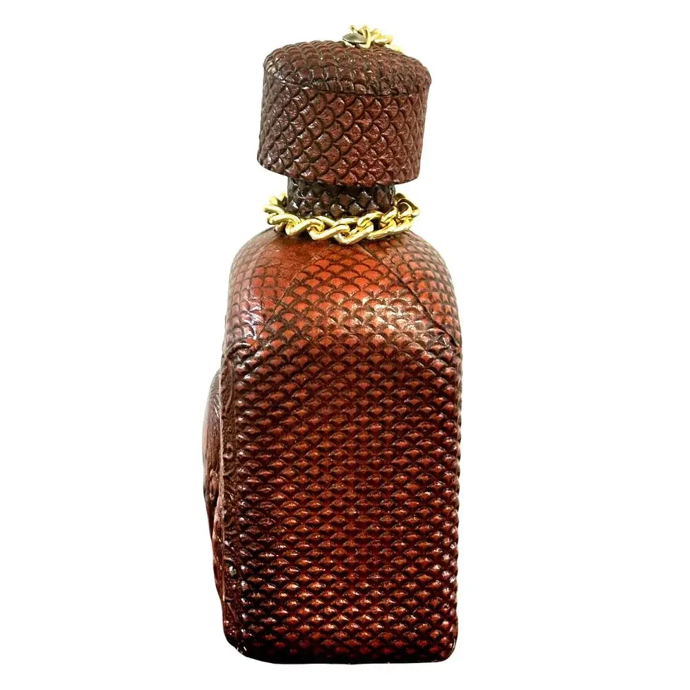 Tool Embossed Leather Wrapped Vintage Spirits Amber Bottle Decanter Cork Stopper